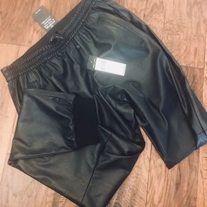 BCBG  MAXAZRIA black pleather joggers